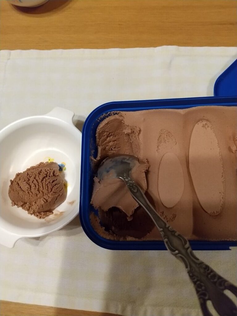 トップバリュチョコレートアイスクリーム盛り付け
